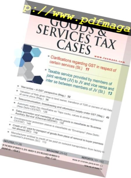 Goods & Services Tax Cases – March 13, 2018 Cover