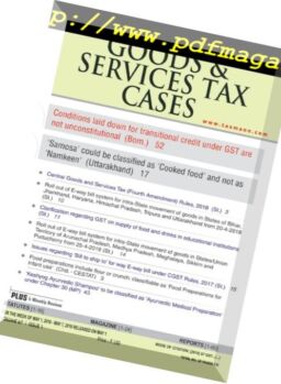 Goods & Services Tax Cases – May 01, 2018