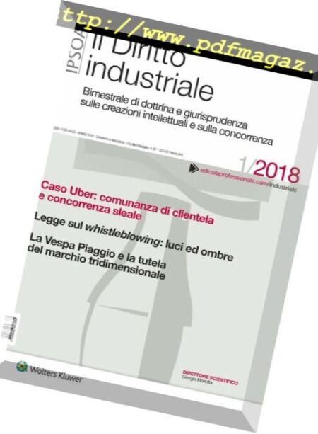 Il Diritto Industriale – Gennaio 2018 Cover