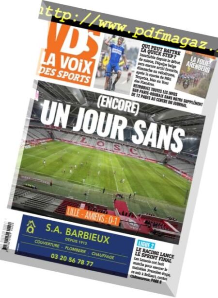 La Voix des Sports Flandres – 2 avril 2018 Cover