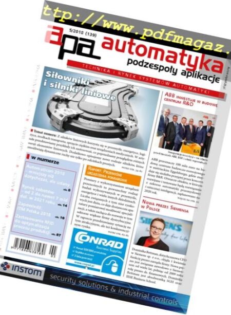 Automatyka Podzespoly Aplikacje – Maj 2018 Cover