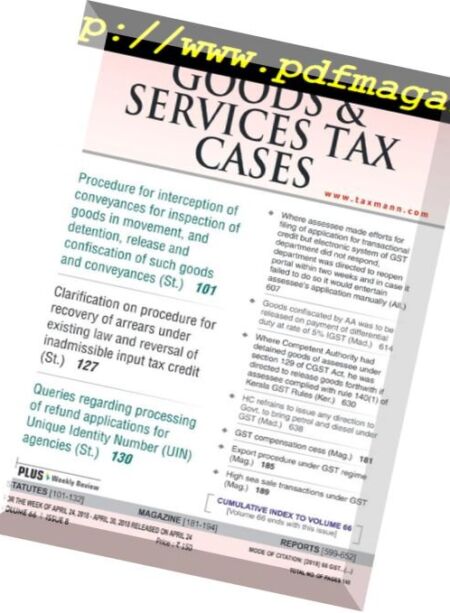 Goods & Services Tax Cases – April 24, 2018 Cover