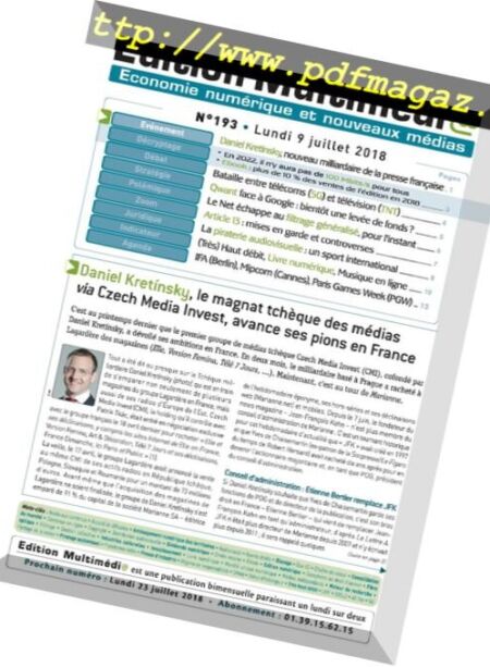 edition Multimedia – 09 juillet 2018 Cover