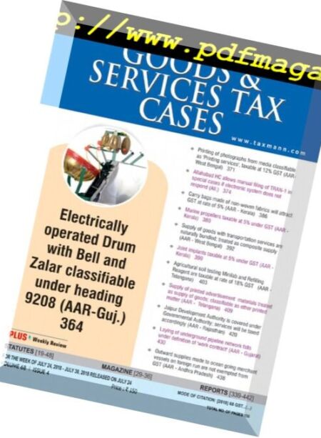 Goods & Services Tax Cases – July 24, 2018 Cover