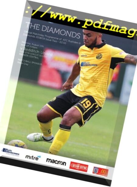 AFC Rushden & Diamonds Matchday Programme – 09 August 2018 Cover