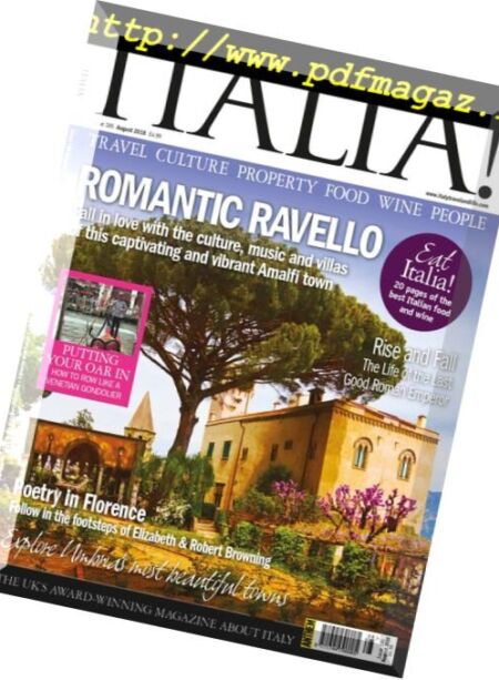 Italia! Magazine – August 2018 Cover