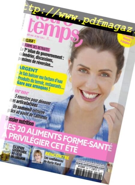 Notre Temps – Aout 2018 Cover