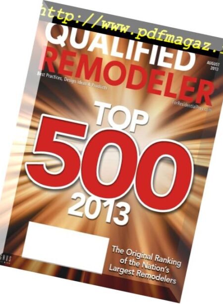 Qualified Remodeler Magazine – August 2013 Cover