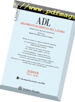 Argomenti di Diritto del Lavoro – Marzo-Aprile 2018