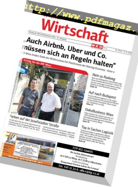 Wiener Wirtschaft – 16 August 2018 Cover