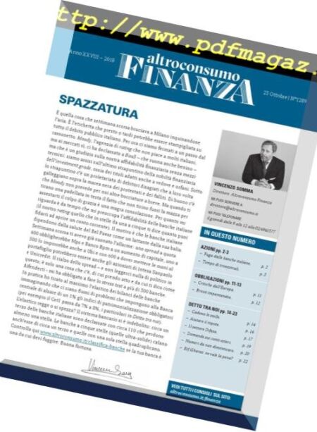 Altroconsumo Finanza – 23 Ottobre 2018 Cover