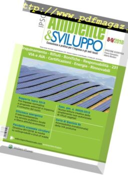 Ambiente & sviluppo – Agosto-Settembre 2018