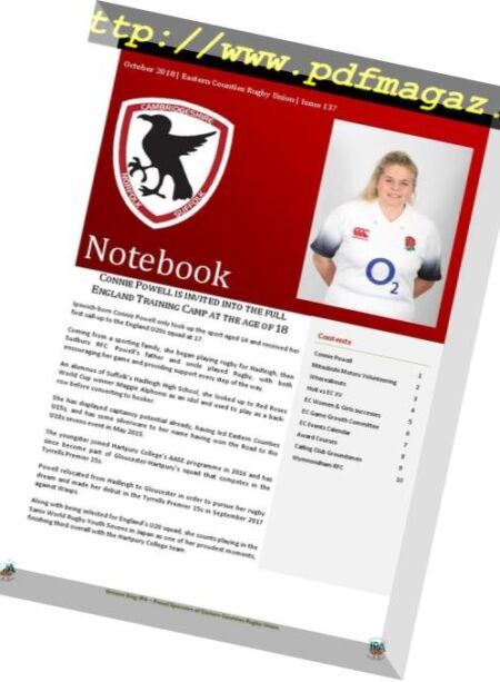Eastern Counties Rugby Union – October 2018 Cover