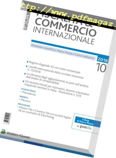 Fiscalita & Commercio Internazionale – Ottobre 2018 Cover