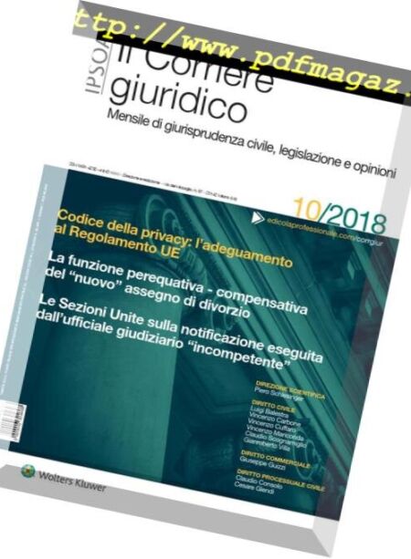 Il Corriere Giuridico – Ottobre 2018 Cover