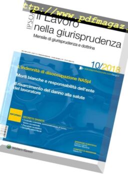 Il lavoro nella giurisprudenza – Ottobre 2018