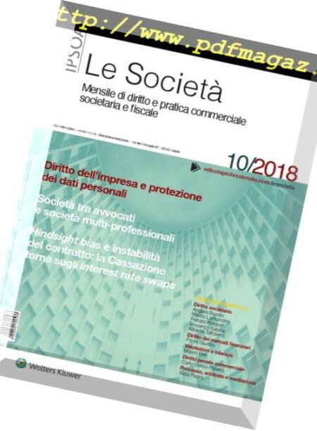 Le Societa – Ottobre 2018 Cover