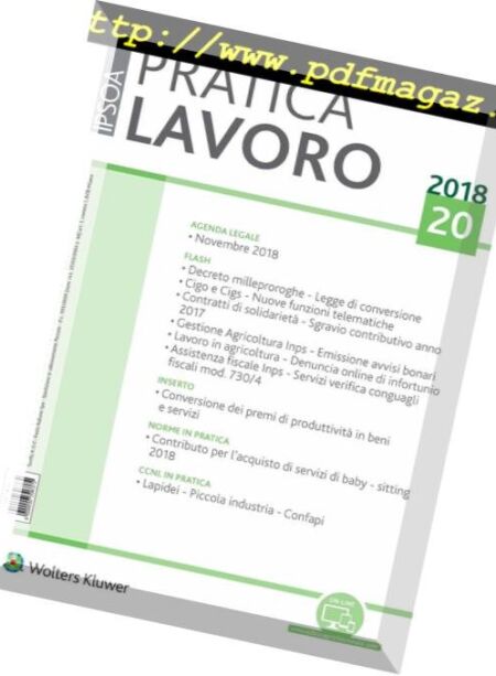 Pratica Lavoro – 20 Ottobre 2018 Cover