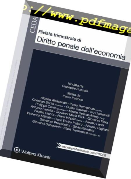 Rivista Trimestrale di Diritto Penale dell’Economia – Gennaio-Febbraio 2018 Cover
