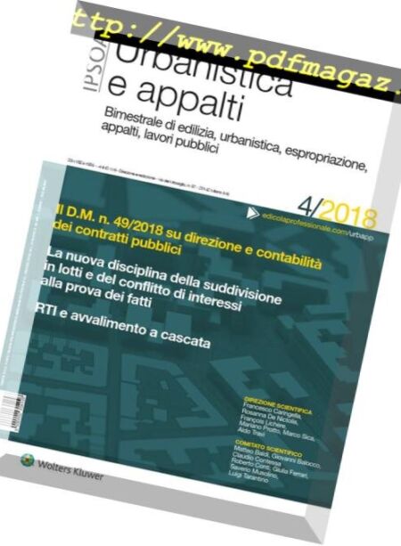 Urbanistica e appalti – Agosto 2018 Cover