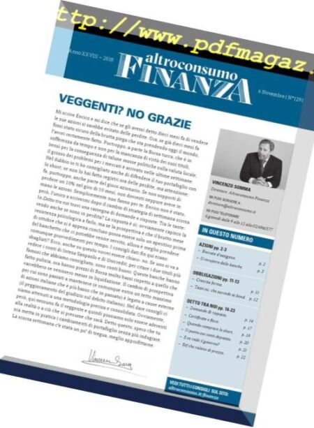 Altroconsumo Finanza – 6 Novembre 2018 Cover