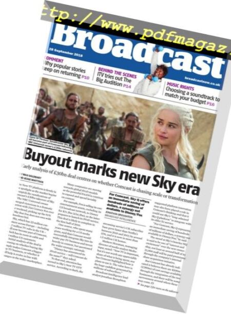 Broadcast Magazine – 28 September 2018 Cover