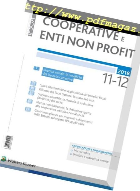 Cooperative e enti non profit – Novembre-Dicembre 2018 Cover