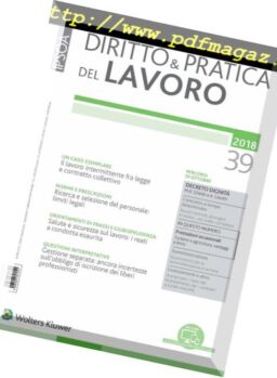 Diritto e Pratica del Lavoro – 13 Ottobre 2018