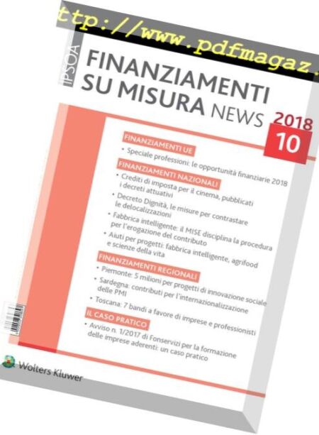 Finanziamenti su misura news – Ottobre 2018 Cover