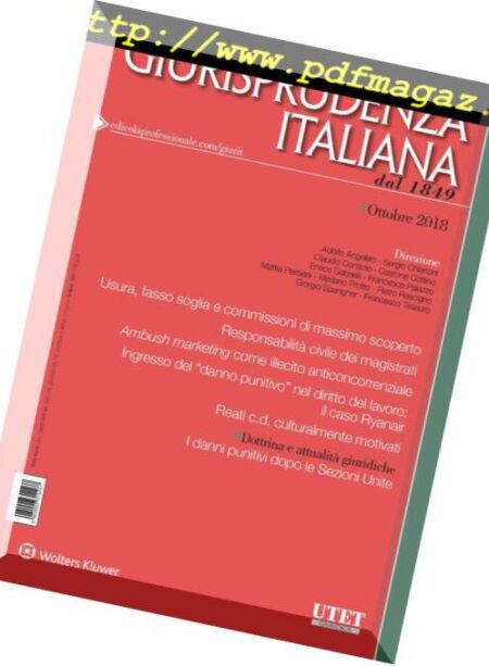 Giurisprudenza Italiana – Ottobre 2018 Cover