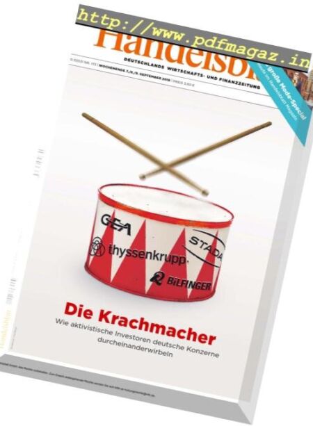 Handelsblatt – 7 September 2018 Cover