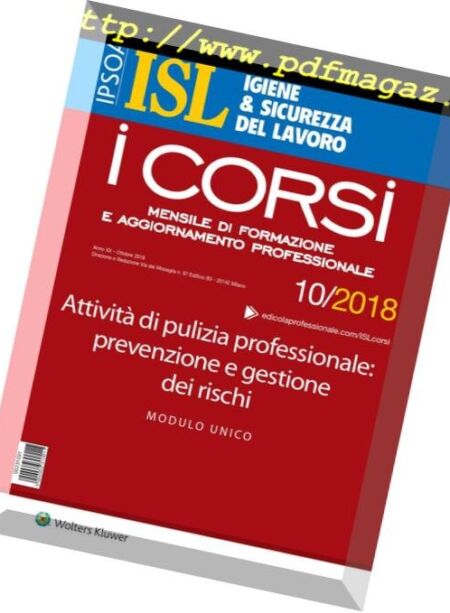 Igiene & Sicurezza del Lavoro Corsi – Ottobre 2018 Cover