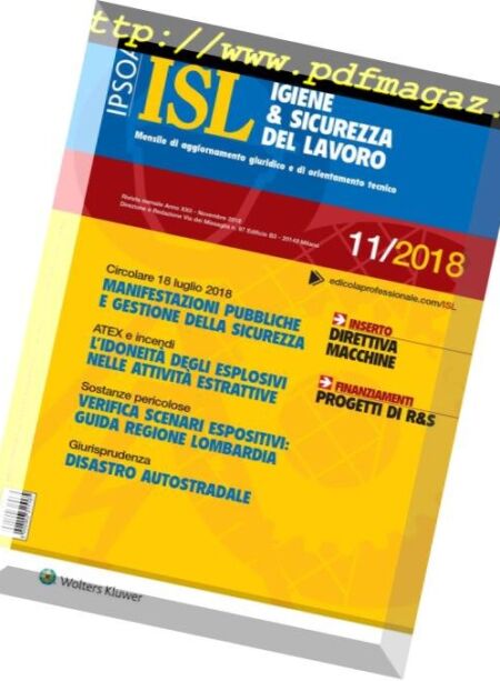 Igiene & Sicurezza del Lavoro – Novembre 2018 Cover
