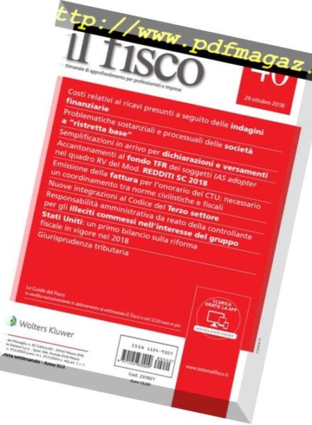 il fisco – 29 Ottobre 2018 Cover