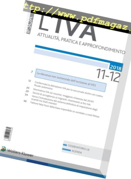 L’IVA – Novembre-Dicembre 2018 Cover
