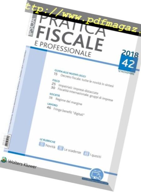 Pratica Fiscale e Professionale – 12 Novembre 2018 Cover