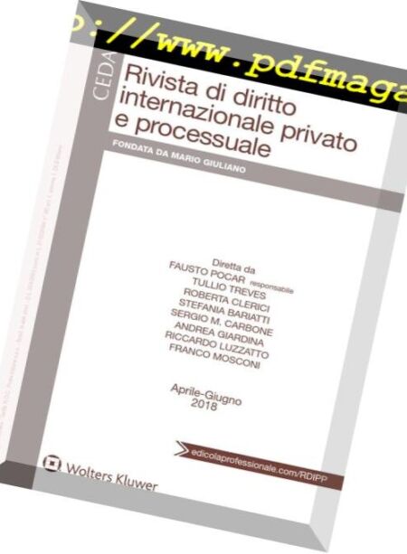 Rivista di Diritto Internazionale Privato e Processuale – Aprile-Giugno 2018 Cover