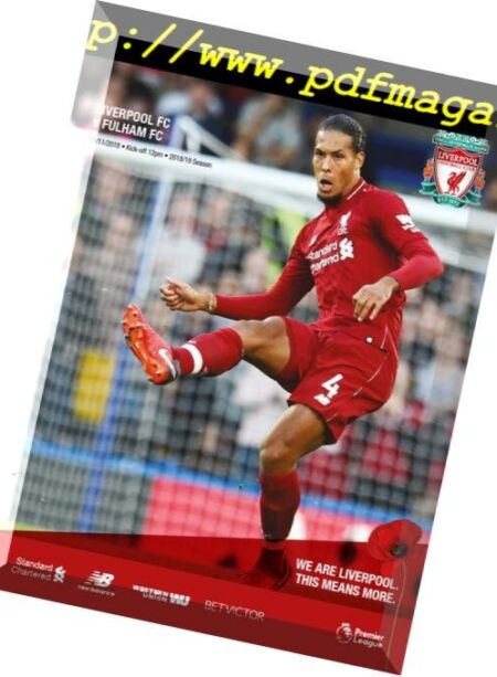This is Anfield – Liverpool FC Programmes – 11 November 2018 Cover