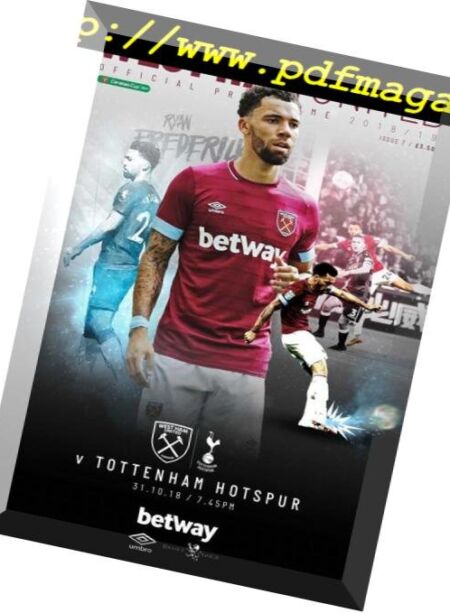 West Ham United Official Programmes – 01 November 2018 Cover