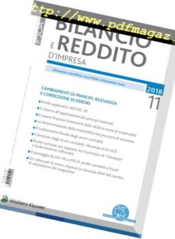 Bilancio e reddito d’impresa – Novembre 2018