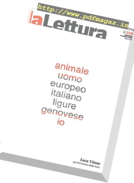 Corriere della Sera La Lettura – 14 ottobre 2018 Cover