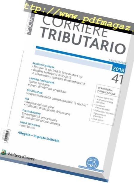 Corriere Tributario – 5 Novembre 2018 Cover
