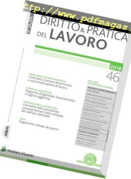 Diritto e Pratica del Lavoro – 1 Dicembre 2018