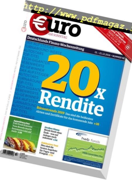 Euro am Sonntag – 15 Dezember 2018 Cover