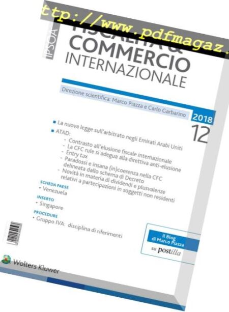 Fiscalita & Commercio Internazionale – Dicembre 2018 Cover