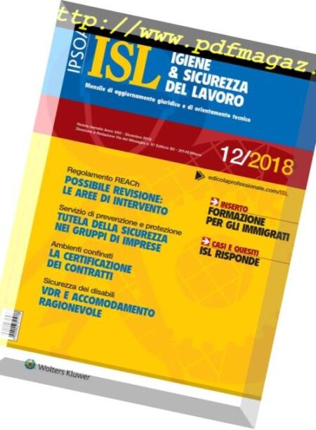 Igiene & Sicurezza del Lavoro – Dicembre 2018 Cover