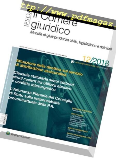 Il Corriere Giuridico – Dicembre 2018 Cover
