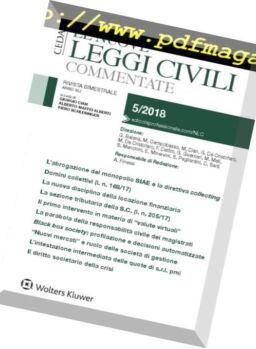 Le Nuove Leggi Civili Commentate – Settembre-Ottobre 2018