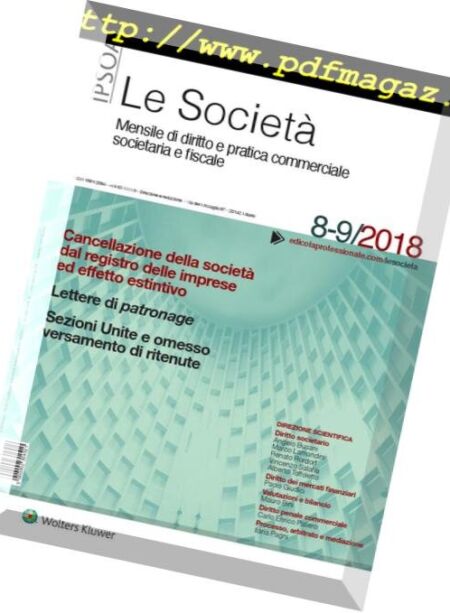 Le Societa – Agosto-Settembre 2018 Cover