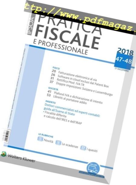 Pratica Fiscale e Professionale – 17 Dicembre 2018 Cover